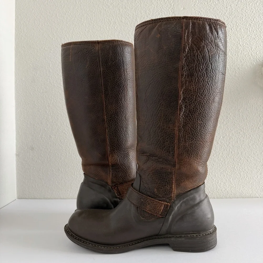 Bogs McKenna Rain Boots Brown Leather Knee High Waterproof Women's Size 9